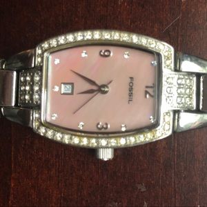 Fossil watch with crystal bezel